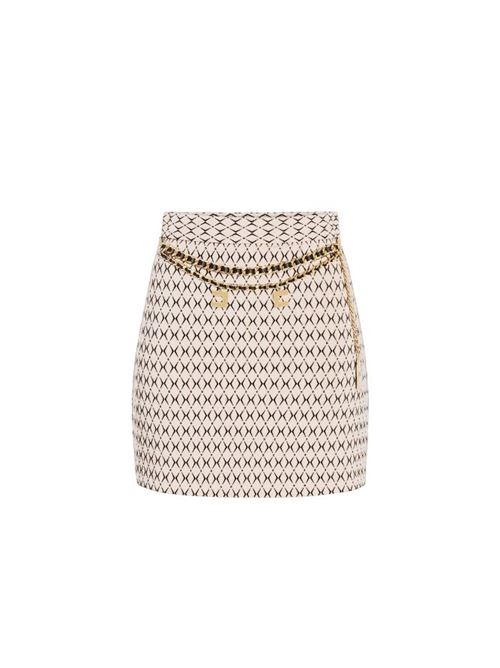 Rhombus print crepe mini skirt with chain ELISABETTA FRANCHI | GOS3646E2.E84